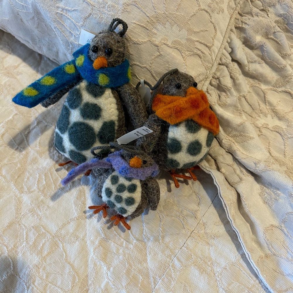 The Company Store Penguin Family Christmas Felted Wool Ornaments